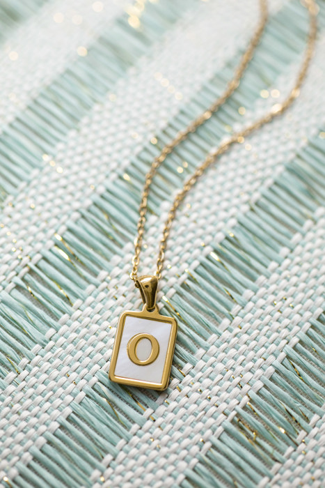 Mother of Pearl Initial Letter Necklace