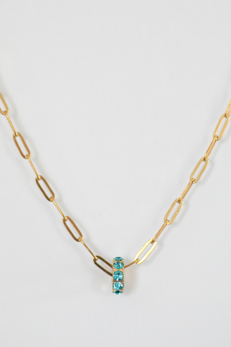 Paperclip Birthstone Charm Necklace