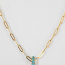 One Charm Necklace Paperclip Birthstone Charm Necklace