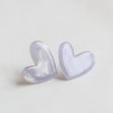 Purple Acrylic Heart Earrings