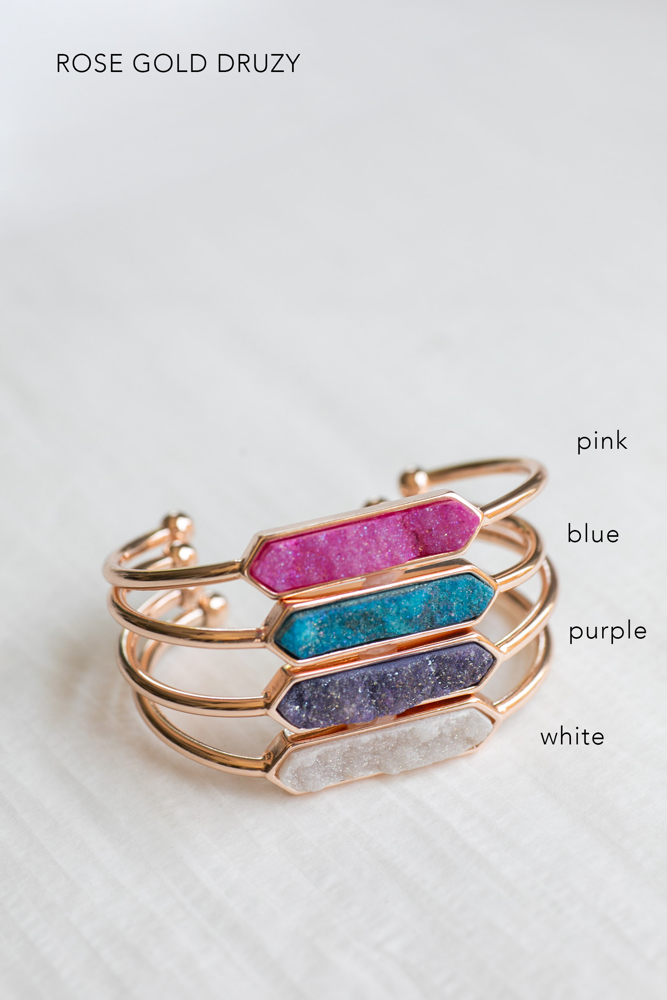 Natural Druzy Stone Bangle Bracelet