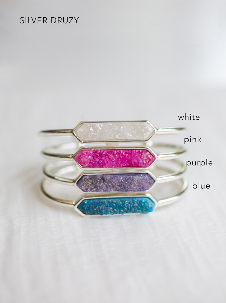 Natural Druzy Stone Bangle Bracelet