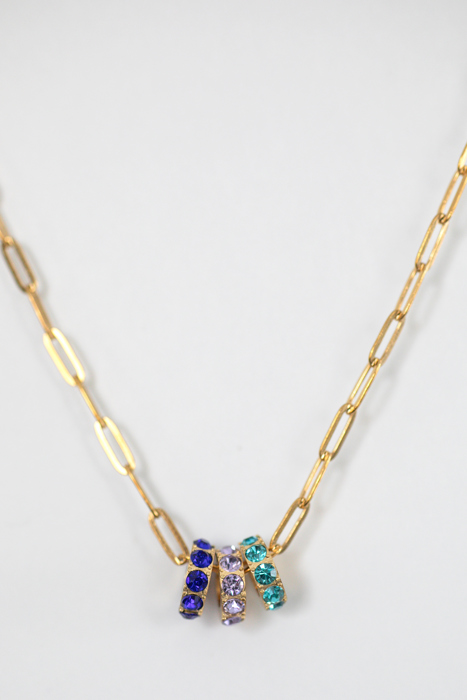 Paperclip Birthstone Charm Necklace