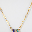 Three Charm necklace Paperclip Birthstone Charm Necklace