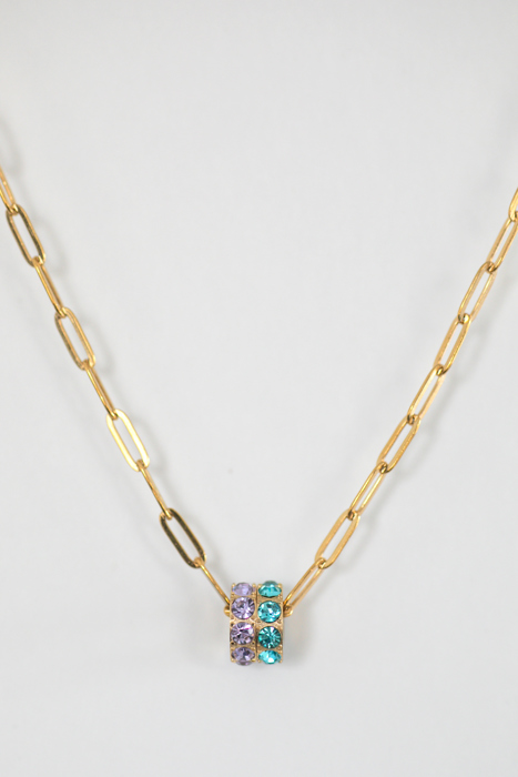 Paperclip Birthstone Charm Necklace