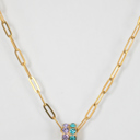 Two Charm Necklace Paperclip Birthstone Charm Necklace