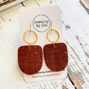 Cinnamon Cork w/Gold Accents Boho Dangle Earrings