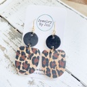 Black & Cheetah Cork Boho Dangle Earrings