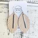 Fringe Leaf: Blush w/Silver Bar Fringe Leather Earrings