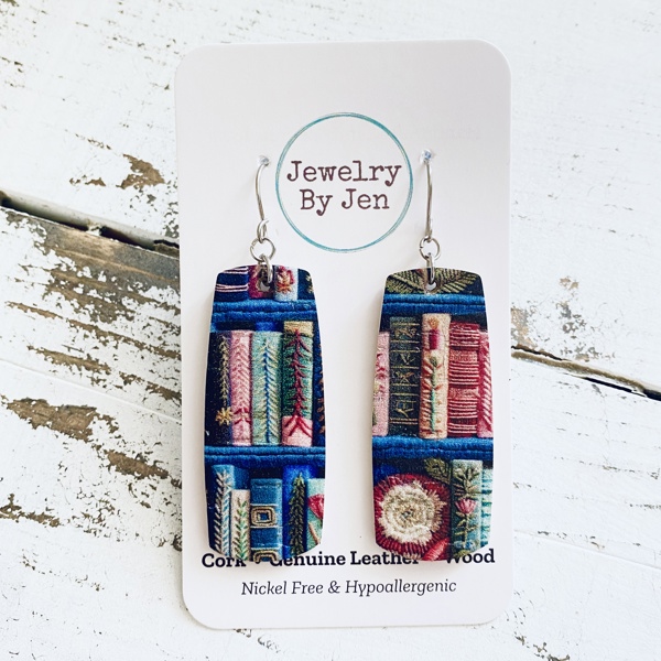 Library Books Bar Earrings