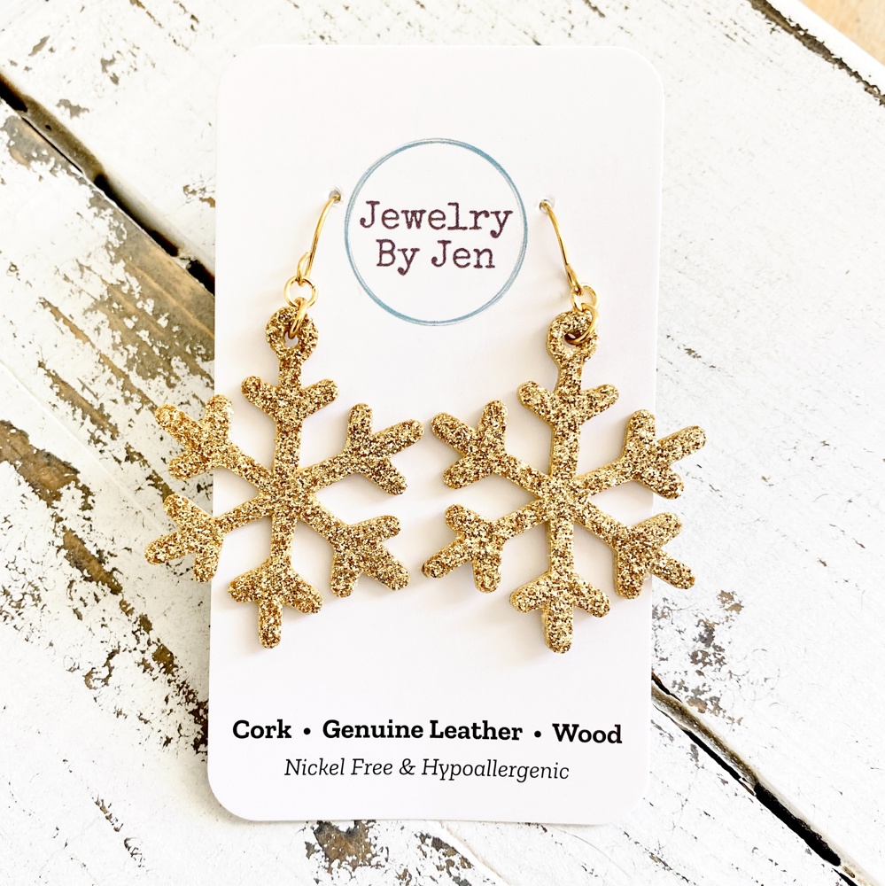 Glitter Snowflake Earrings