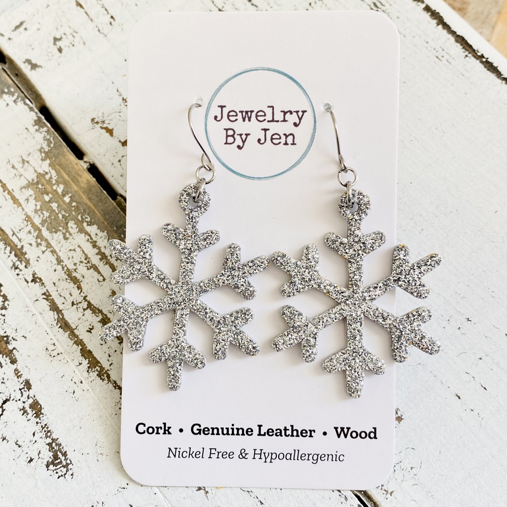 Glitter Snowflake Earrings