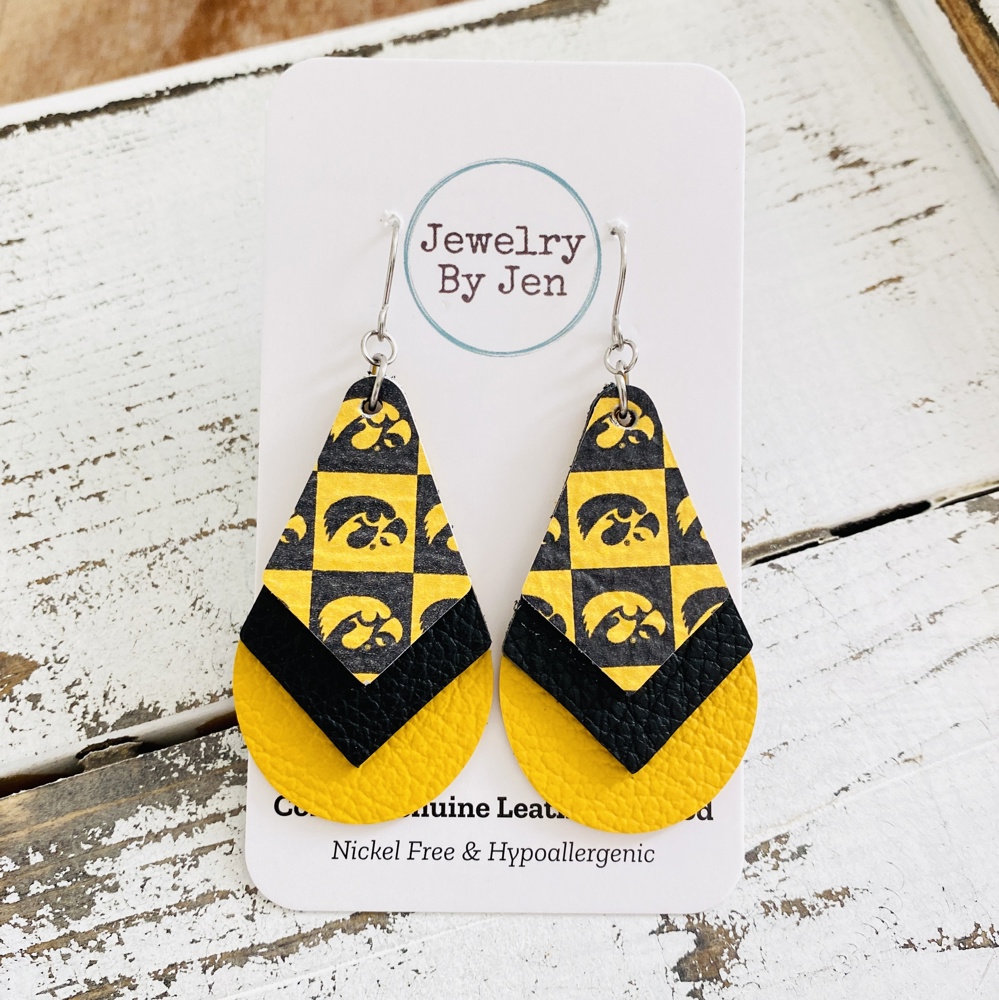 Iowa Hawkeyes Leather Earrings Collection