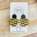 Iowa Hawkeyes Checkerboard "Luna" Earrings (Medium Size) Iowa Hawkeyes Leather Earrings Collection