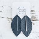 Fringe Leaf: Black w/Silver Bar Fringe Leather Earrings