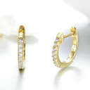 Gold-Plated White  925 Silver Crystals Huggie Earrings