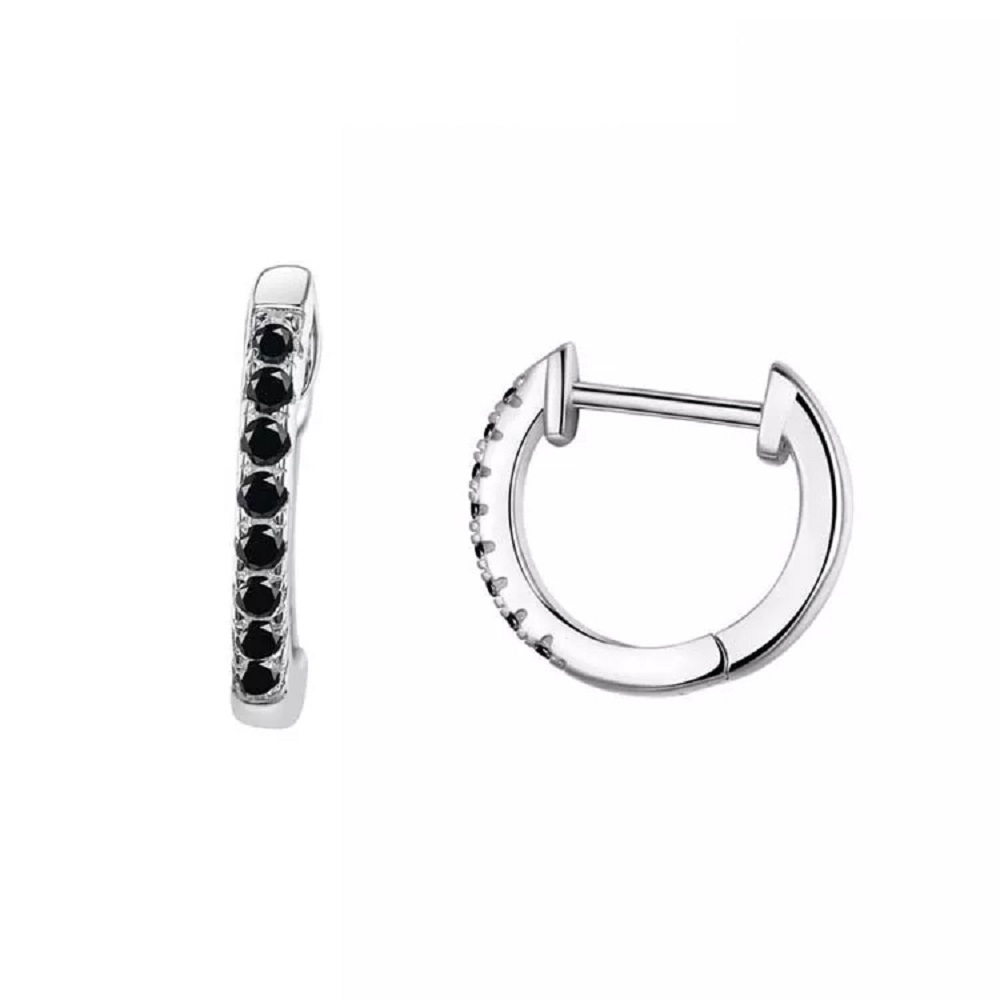  925 Silver Crystals Huggie Earrings