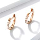 Rose Gold White  925 Silver Crystals Huggie Earrings