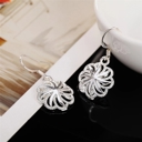  925 Sterling Silver Round Flower Drop Dangle Earrings