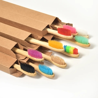 Pack of 10 Adults/Kids Natural Bamboo Wooden Toothbrushes