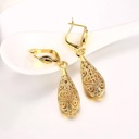 Gold-Plated 18K Gold Plated Filigree Teardrop Leverback Drop Dangle Earrings