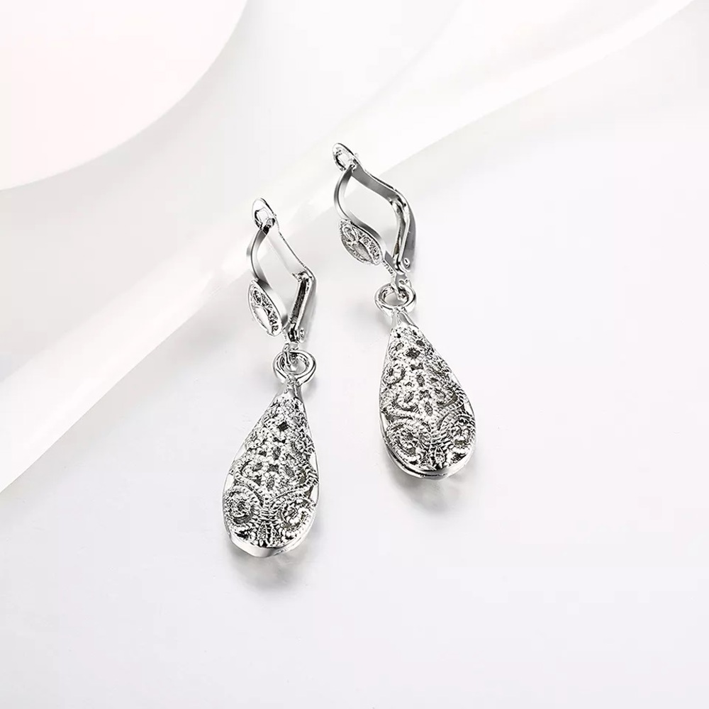 18K Gold Plated Filigree Teardrop Leverback Drop Dangle Earrings