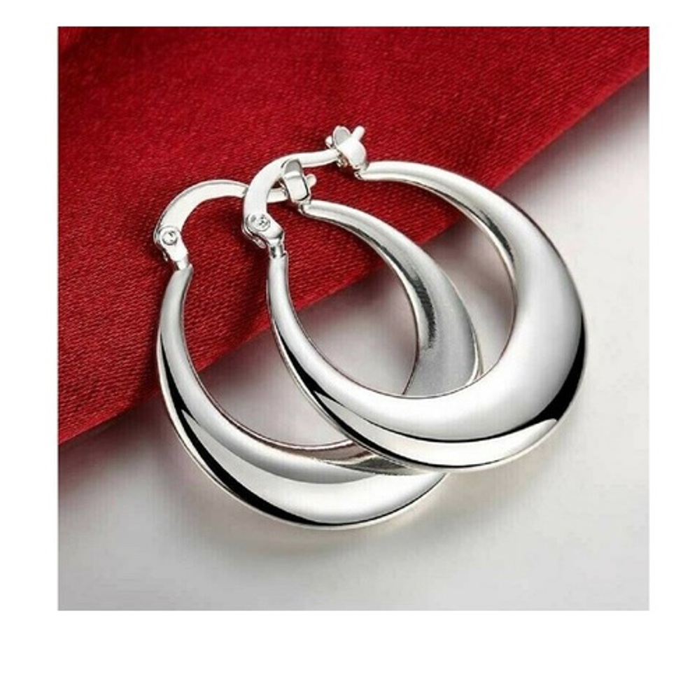 925 Sterling Silver Elegant Round Hoop Earrings