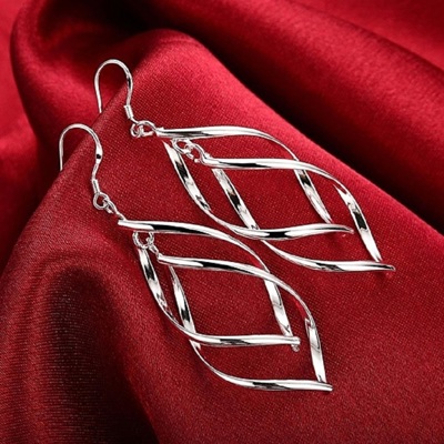 Sterling Silver Wave Twisted Earrings