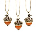  Gold/Silver Acorn Amber Pendant Necklace