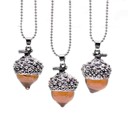 Silver Plated Gold/Silver Acorn Amber Pendant Necklace