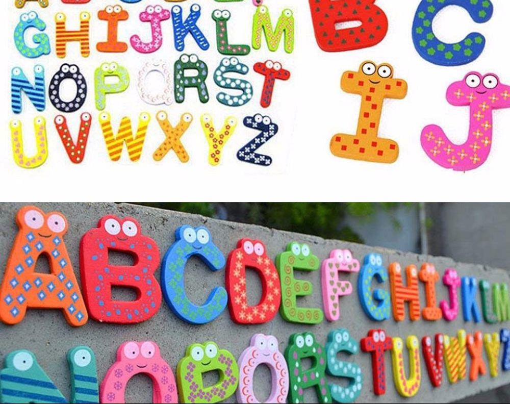 Wooden 26 Magnetic Letters and Free 15 Numbers & Symbols