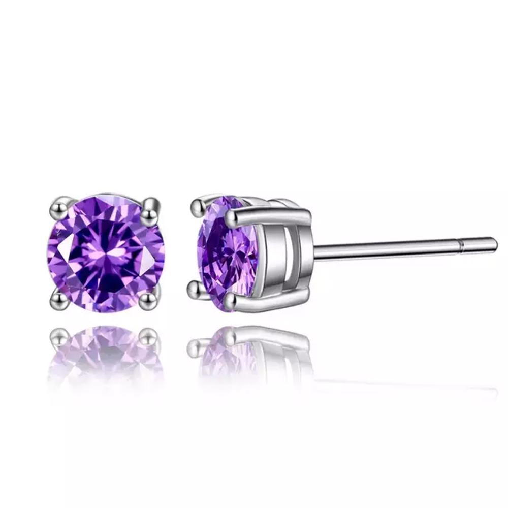 18k White Gold Plated Round Stud Earrings- Multiple Options