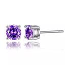 Purple 18k White Gold Plated Round Stud Earrings- Multiple Options