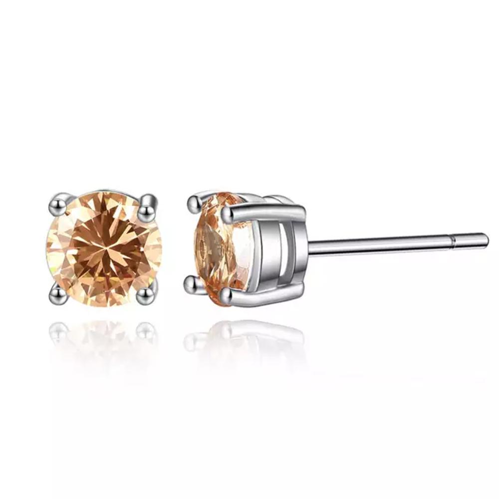 18k White Gold Plated Round Stud Earrings- Multiple Options