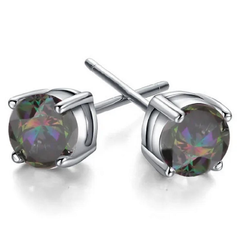 18k White Gold Plated Round Stud Earrings- Multiple Options