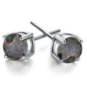 Multi-colored 18k White Gold Plated Round Stud Earrings- Multiple Options