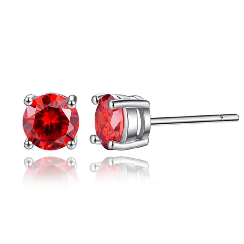 18k White Gold Plated Round Stud Earrings- Multiple Options