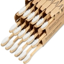 Adult White  Set Pack of 10 Adults/Kids Natural Bamboo Wooden Toothbrushes