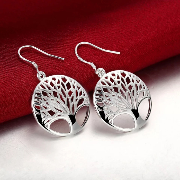 Sterling Silver Tree of Life Drop & Dangle Earrings