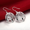  Sterling Silver Tree of Life Drop & Dangle Earrings