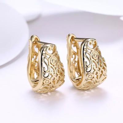 18K Gold Plated Italian Filigree Leverback Hoop Earrings 