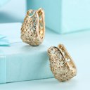  18K Gold Plated Italian Filigree Leverback Hoop Earrings 