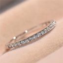 Silver Plated 5 Micro Pave Eternity Crystal Band Ring