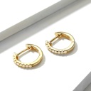 Gold-Plated White  925 Silver Crystals Huggie Earrings