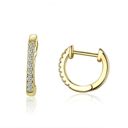 Gold-Plated White  925 Silver Crystals Huggie Earrings