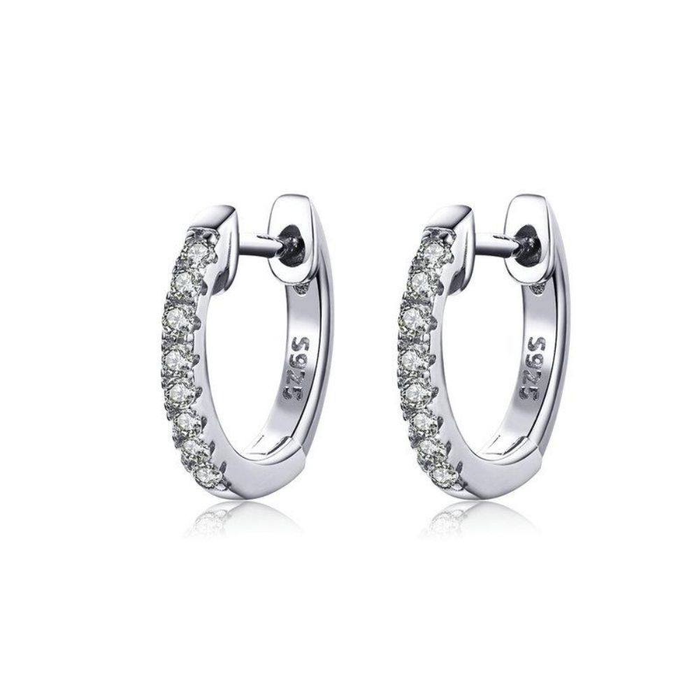  925 Silver Crystals Huggie Earrings