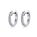 Silver Plated White  925 Silver Crystals Huggie Earrings