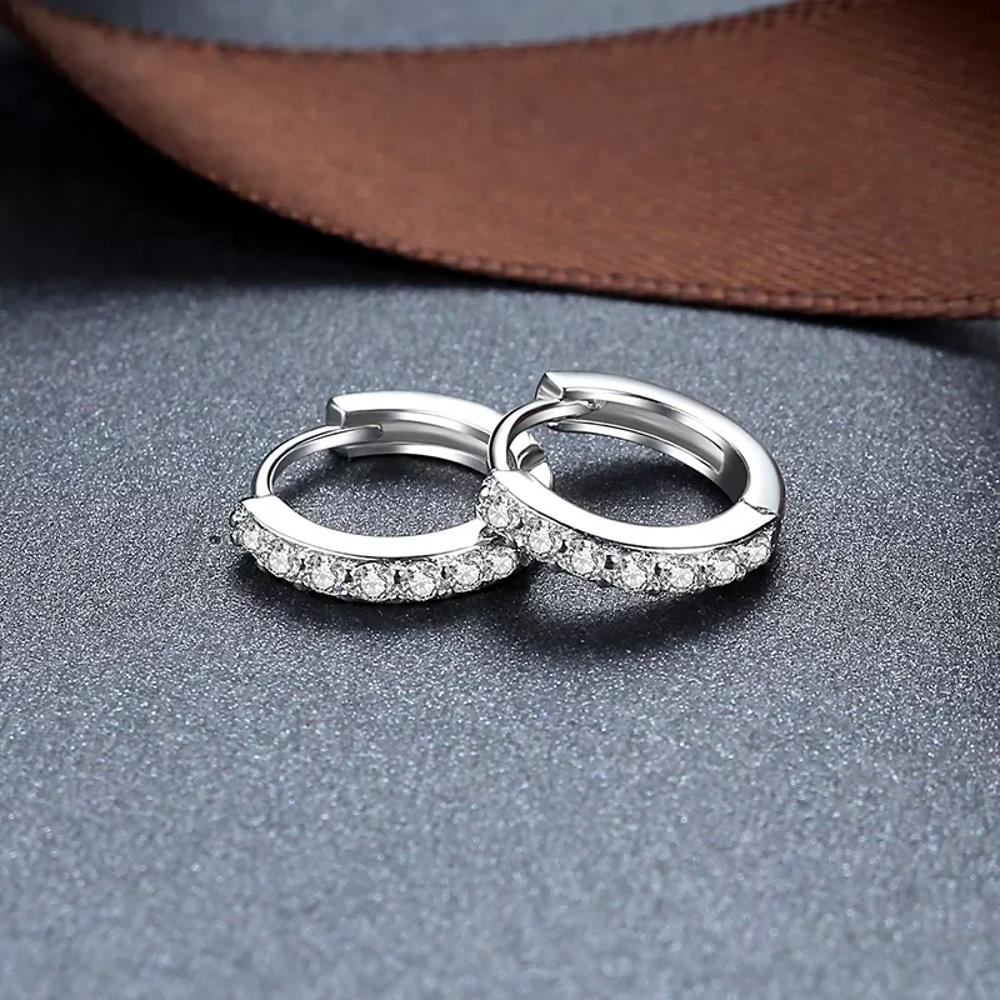  925 Silver Crystals Huggie Earrings