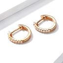 Rose Gold White  925 Silver Crystals Huggie Earrings