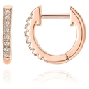 Rose Gold White  925 Silver Crystals Huggie Earrings